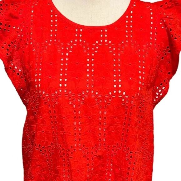 MADEWELL Eyelet Crewneck Flutter-Sleeve Top Size S NWOT - Picture 4 of 8